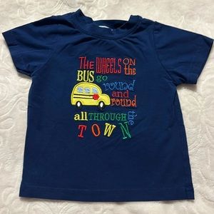 Smock Monkey Appliqué The Wheels on The Bus Tee Sz 9m
